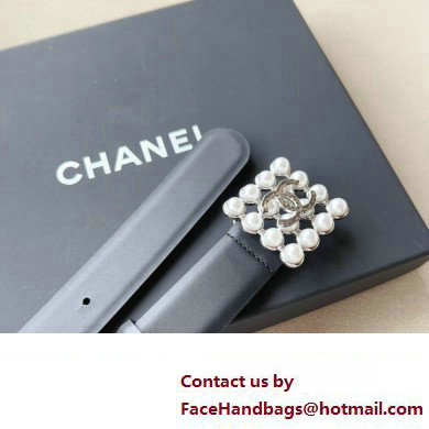 Chanel Width 3cm Metal  &  Glass Pearls calfskin belt AAA036 02 2024